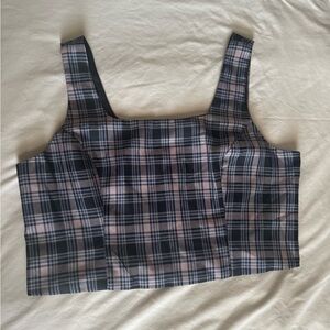 Ultra Pink plaid cropped tank